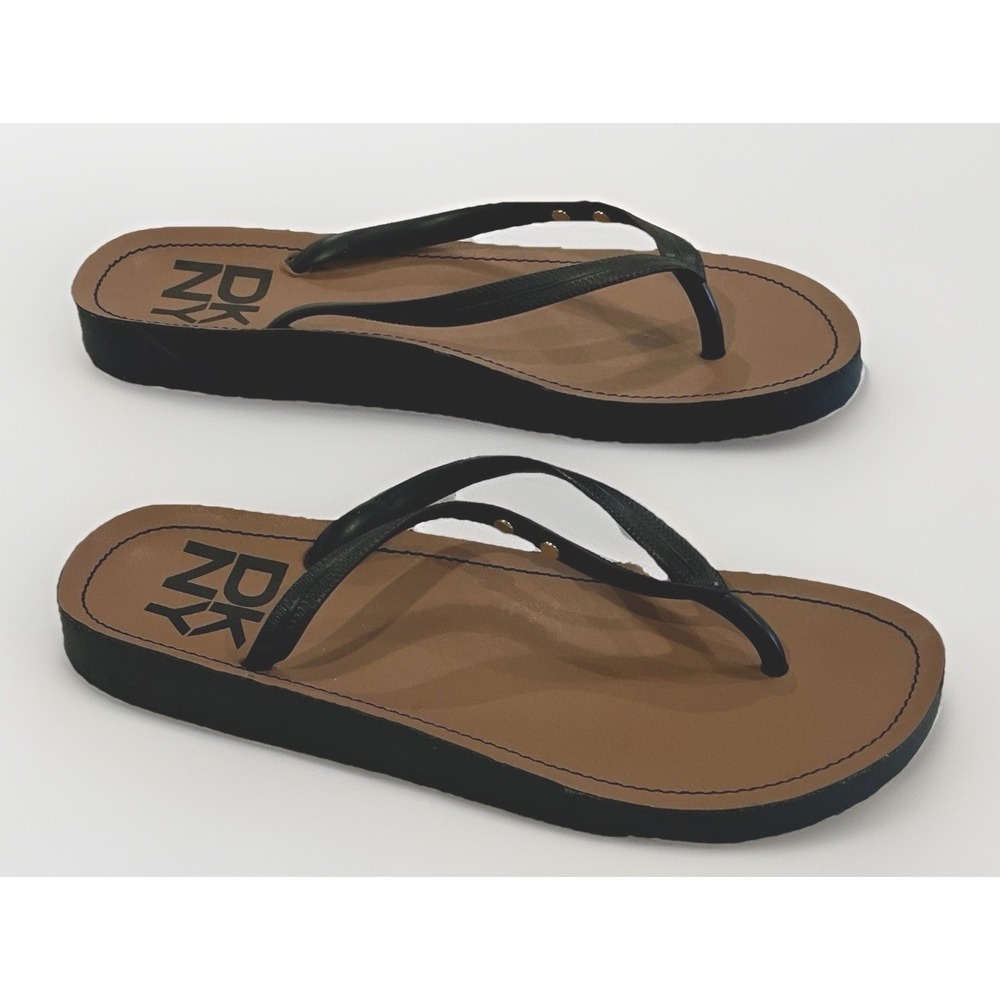 DKNY Madi Thong Flip Flops Sandals Size 5 6 Black Shoes Summer High Quality EUC‎